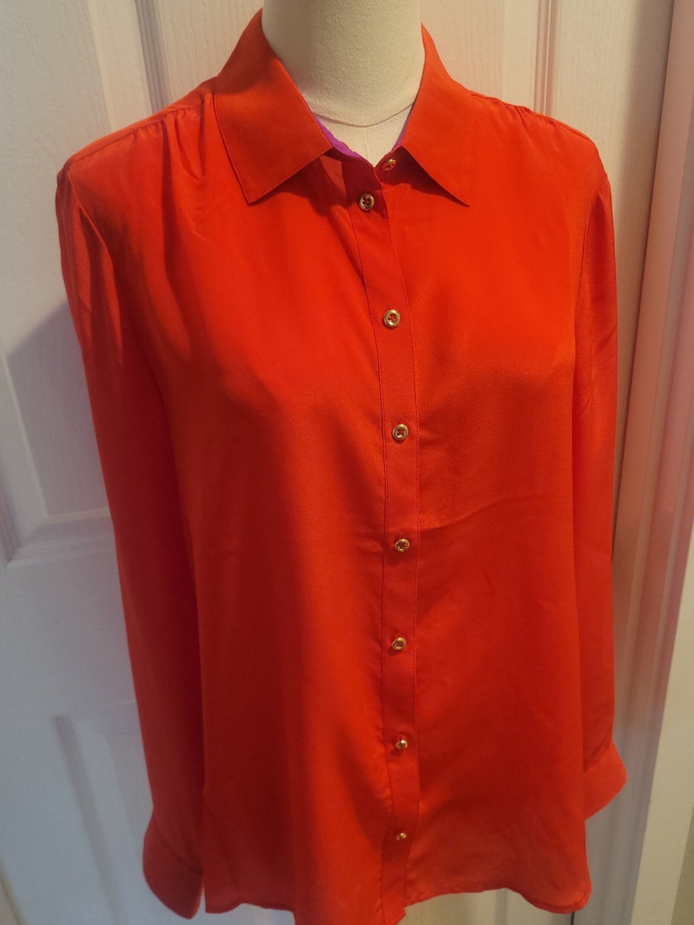 Banana Republic Vibrant Orange Button-Down Blouse